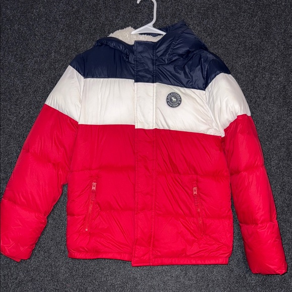 abercrombie kids Other - Abercrombie Kids Navy, Red and white Puffer  Jacket w/sherpa lining 15/16